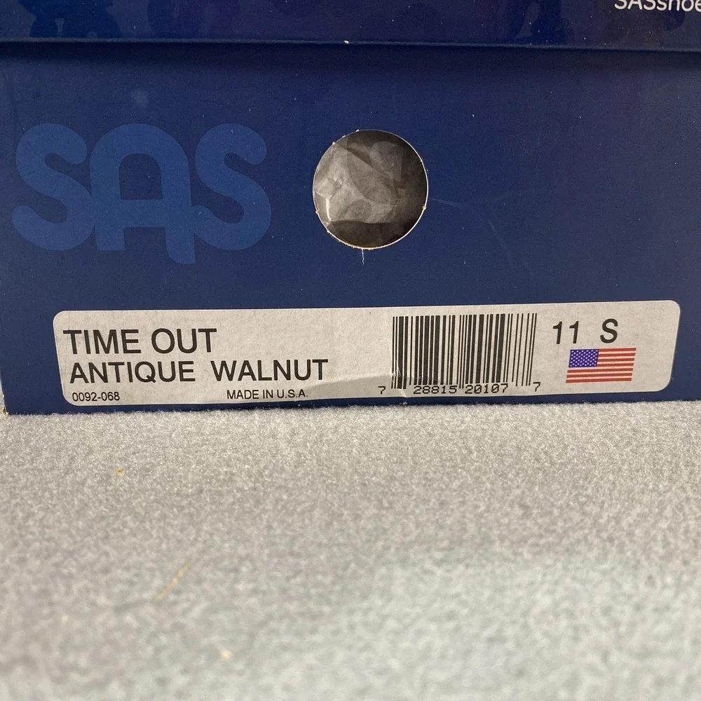 Sas Mens Shoes Time Out Antique Walnut Size 11 S Slim Leather With Box USA Made